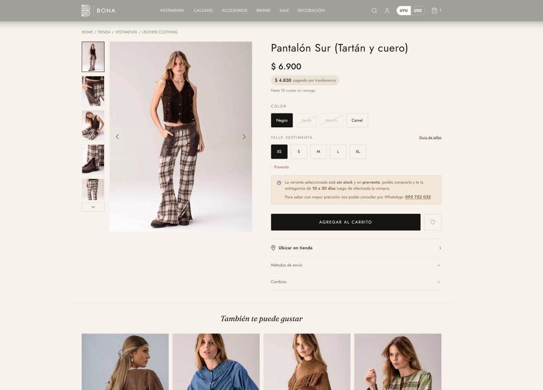 Ficha de producto de BONA Store