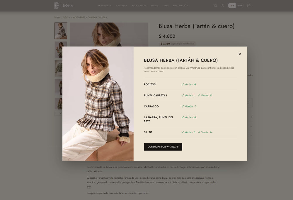 Consulta de stock por local de BONA Store